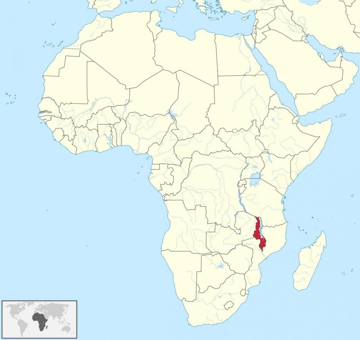 mapa ng africa ng pagpapakita ng mga Malawi
