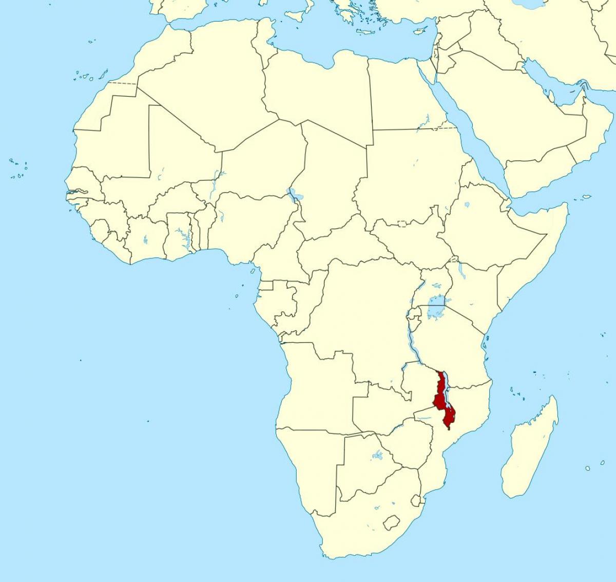 mapa ng Malawi ang lokasyon sa mapa ng africa