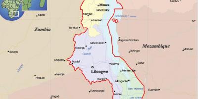 Mapa ng Malawi pampulitika