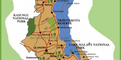 Mapa ng Malawi at mga nakapaligid na mga bansa