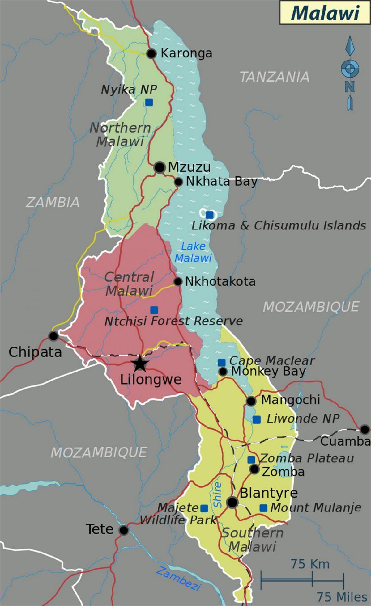 mapa ng lake Malawi africa